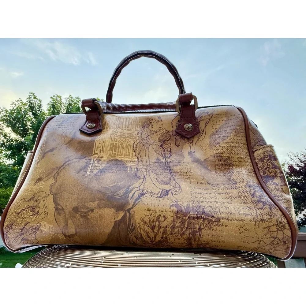 Rare Retired Patricia Nash Leather‎ Satchel Italian Sketchbook Bag Tan Excellent